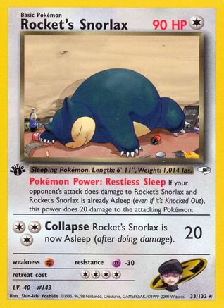 Rocket's Snorlax (33)/132 Rare 1st Edition