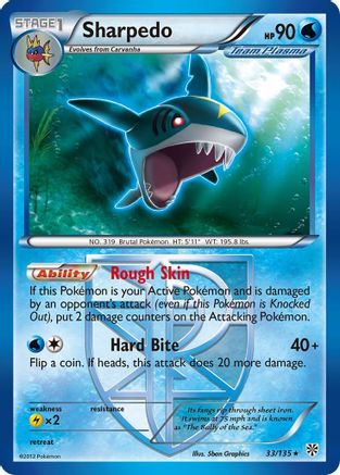 Sharpedo (Team Plasma) (33)/135 Rare Reverse Holofoil