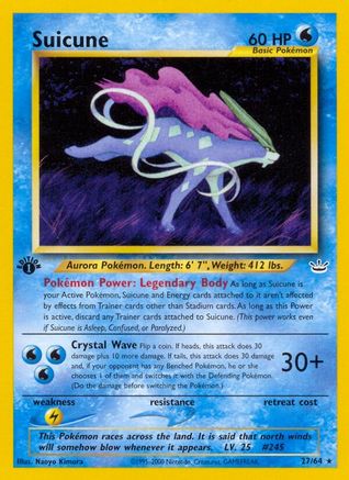 Suicune (27) (27)/64 Rare 1st Edition