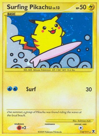 Surfing Pikachu (114)/111 Secret Rare Holofoil