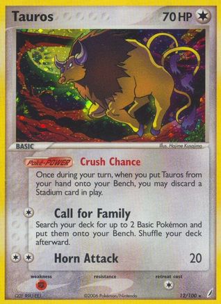 Tauros (12)/100 Holo Rare Reverse Holofoil