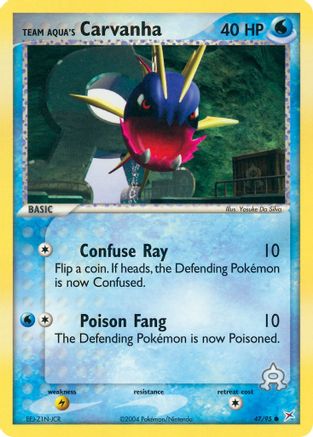 Team Aqua's Carvanha - 47/95 (47)/95 Common Reverse Holofoil