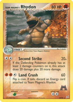 Team Magma's Rhydon - 22/95 (22)/95 Rare Reverse Holofoil