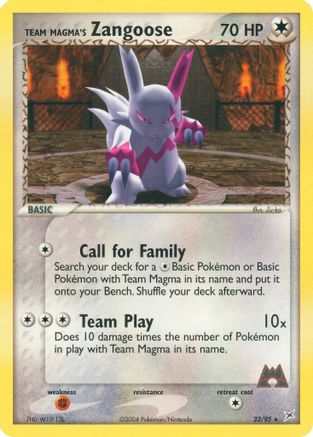 Team Magma's Zangoose (23)/95 Rare Reverse Holofoil