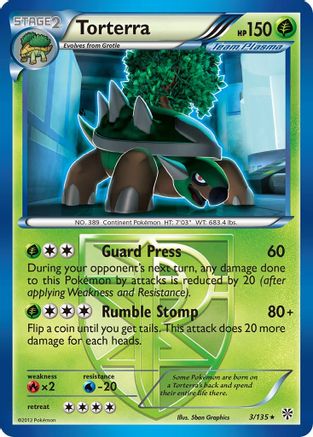 Torterra (Team Plasma) (3)/135 Rare Reverse Holofoil