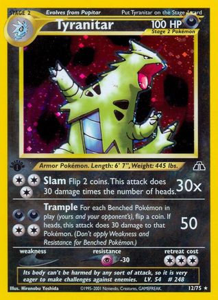 Tyranitar (12) (12)/75 Holo Rare 1st Edition Holofoil