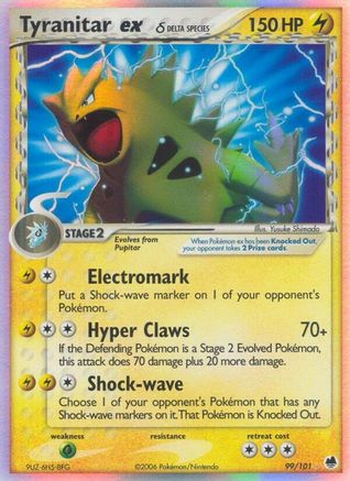 Tyranitar ex (Delta Species) (99)/101 Ultra Rare Holofoil (Cabinet-NM)