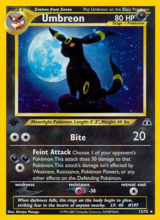 Umbreon (13) (13)/75 Holo Rare 1st Edition Holofoil