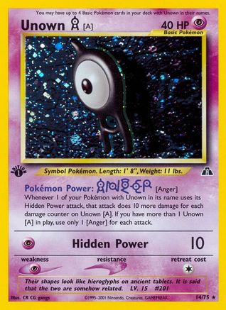 Unown [A] (14) (14)/75 Holo Rare 1st Edition Holofoil