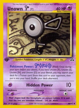 Unown [F] (48)/75 Uncommon 1st Edition