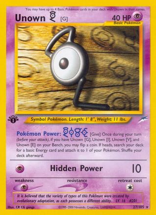 Unown [G] (27)/105 Rare 1st Edition