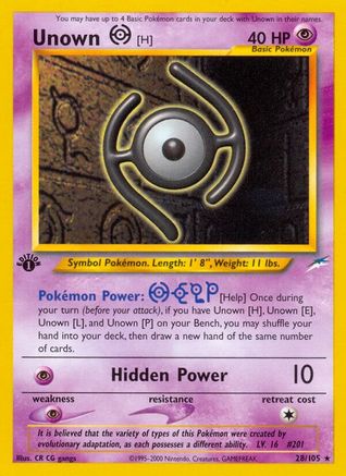 Unown [H] (28)/105 Rare 1st Edition