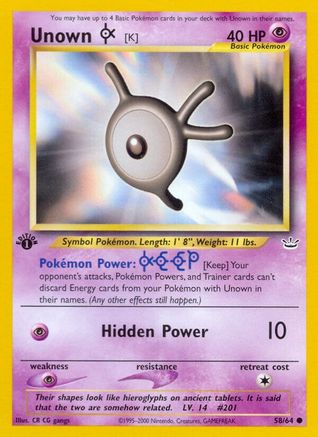 Unown [K] (58)/64 Common 1st Edition