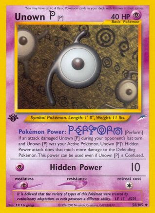 Unown [P] (58)/105 Uncommon 1st Edition