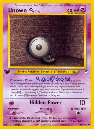 Unown [Q] (59)/105 Uncommon 1st Edition