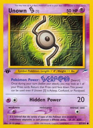 Unown [S] (87)/105 Common 1st Edition