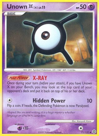 Unown [X] (71)/132 Uncommon Reverse Holofoil