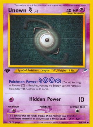 Unown [Z] (60)/105 Uncommon 1st Edition