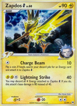Zapdos G (12)/99 Holo Rare Reverse Holofoil