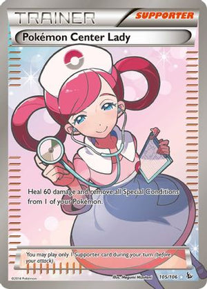 Lightly Played Pokemon Center Lady (105 Full Art) (105)/106 Ultra Rare Holofoil (Cabinet-LP)