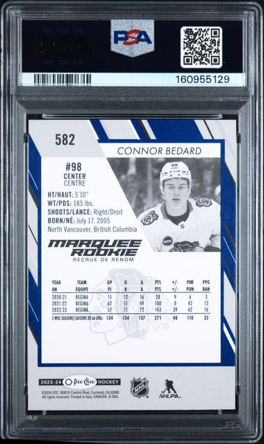 PSA 9 Connor Bedard [Blue Border] #582 2023 O-Pee-Chee (Cabinet)