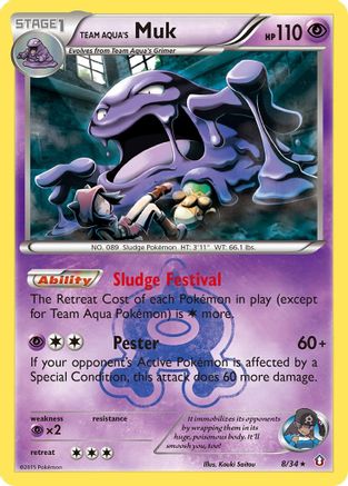 Team Aqua's Muk (8)/34 Holo Rare Reverse Holofoil