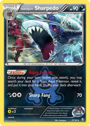 Team Aqua's Sharpedo (21)/34 Holo Rare Reverse Holofoil