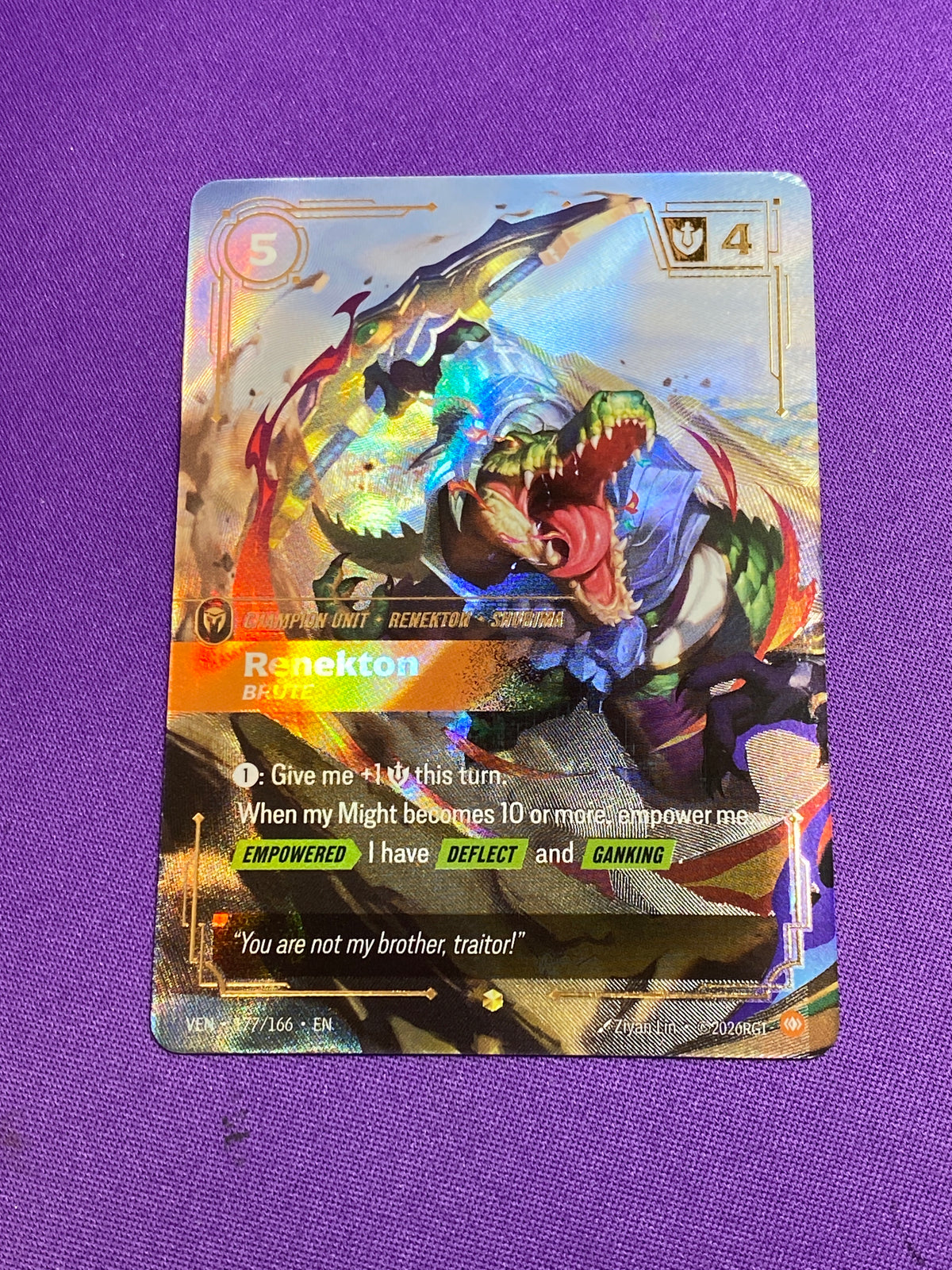 Lightly Played Renekton - Brute (Overnumbered) (177/166) - Vendetta Foil (Cabinet)