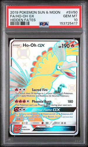 PSA 10 Ho-Oh GX (SV50)/94 Shiny Holo Rare Holofoil Hidden Fates (Cabinet)
