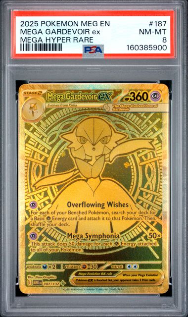 PSA 8 Gold Mega Gardevoir #187 Mega Evolution (Cabinet)
