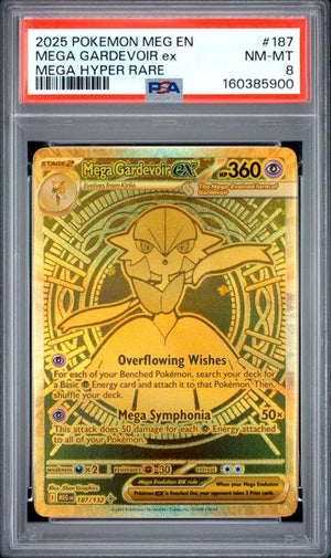 PSA 8 Gold Mega Gardevoir #187 Mega Evolution (Cabinet)