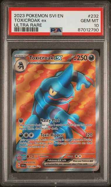 PSA 10 Toxicroak #232 Scarlet and Violet base set (Cabinet)
