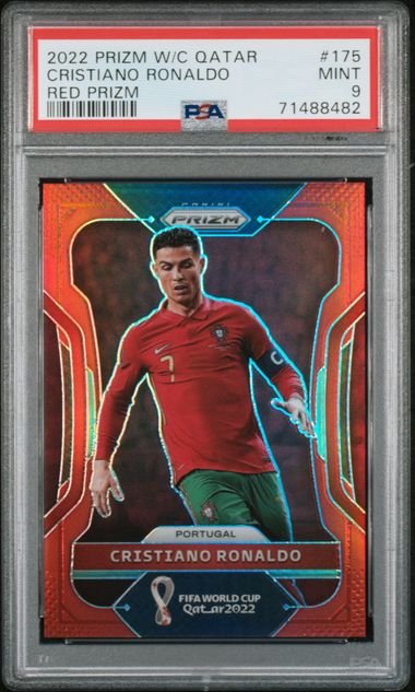 PSA 10 Christiano Ronaldo #175 Red Prizm World Cup Qatar (Cabinet)