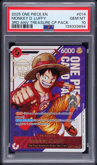PSA 10 Monkey D. Luffy #ST21-014 3rd Anniversary Treasure Pack (cabinet)