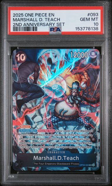 PSA 10 Marshall.D.Teach (093) (English Version 2nd Anniversary Set) (OP09-093) - One Piece Promotion Cards Foil (Cabinet)