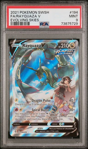 PSA 9 Rayquaza V evolving skies #194 (Cabinet)