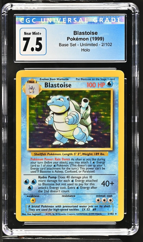 CGC 7.5 Blastoise #2 base set unlimited (Blue label)(Cabinet)