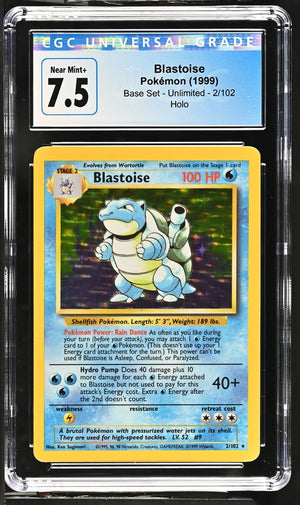 CGC 7.5 Blastoise #2 base set unlimited (Blue label)(Cabinet)