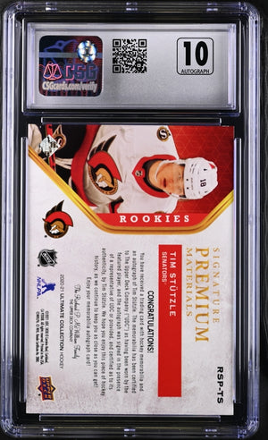 CGC 9 Auto 10 Tim Stutzle 27/35 Rookie #RSP-TS Signature Premium Materials(Cabinet)