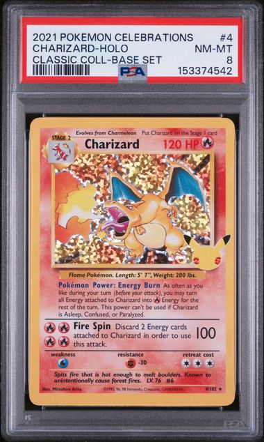 PSA 8 Charizard #4 Celebrations Classic Collection (Cabinet-NM)