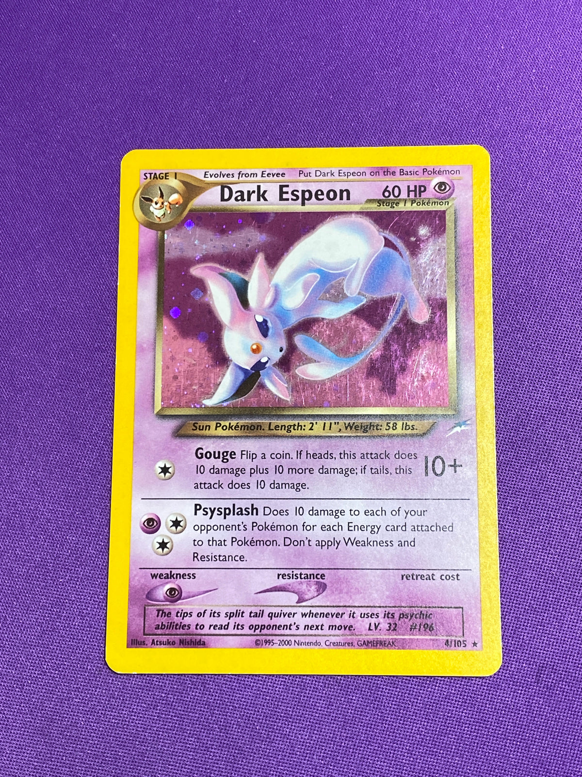 Lightly Played Dark Espeon (4)/105 Holo Rare Unlimited Holofoil (Cabinet-LP)
