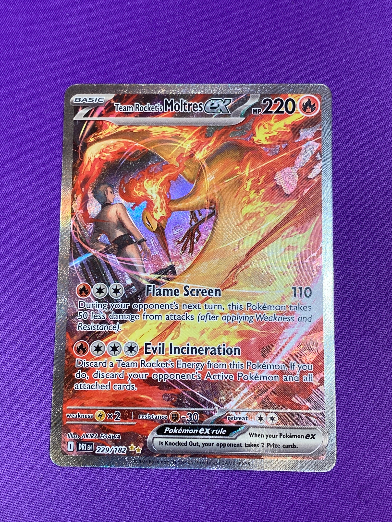 Team Rocket's Moltres ex 229/182 Special Illustration Rare Holofoil (Cabinet-NM)