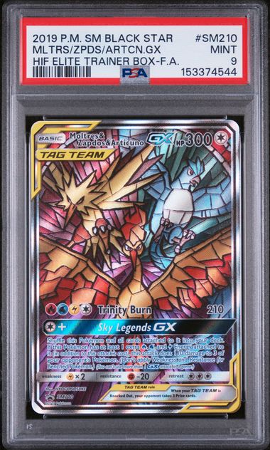 Psa 9 Zapdos/Moltres/Articuno Glass stained birds SM promo #sm210 (Cabinet)