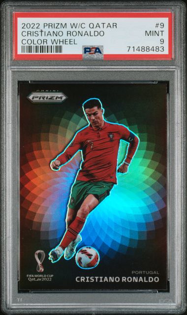 PSA 9 Christiano Ronaldo #9 Red Prizm World Cup Qatar (Cabinet)