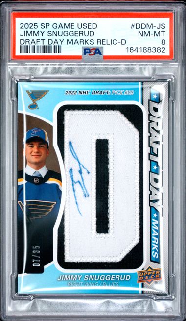 PSA 8 Jimmy Snuggerud #DDM-JS Draft Day 7/35 (Cabinet-NM)
