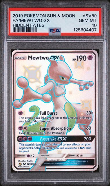 PSA 10 Mewtwo GX Hidden Fates #SV59 (Cabinet)