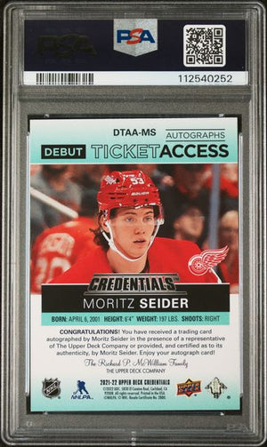 PSA 9 Moritz Seider #DTAAMS Debut Ticket Access Auto Green 6/25 (Cabinet)