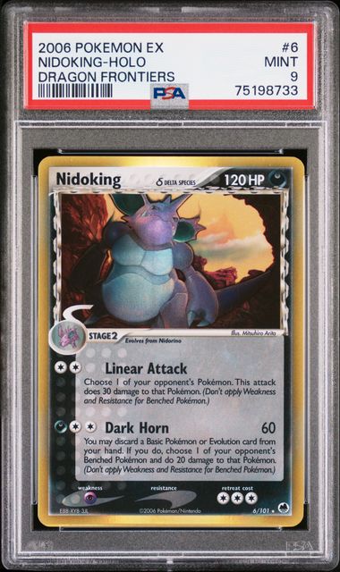 PSA 9 Nidoking #6 Dragon Frontiers Holofoil (Cabinet)