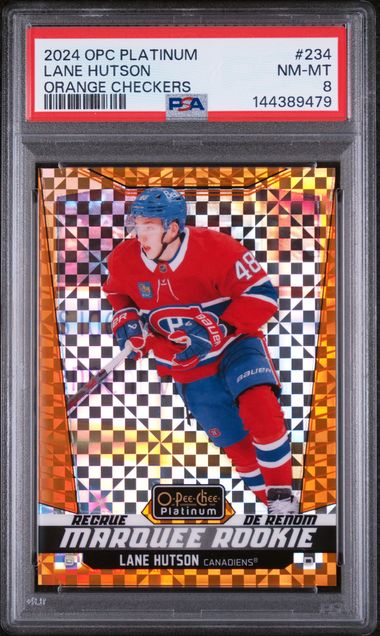 PSA 8 Lane Hutson #234 Orange Checkers 12/25 (Cabinet)