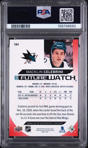 PSA 10 Macklin Celebrini Limited Red #184 (Cabinet)
